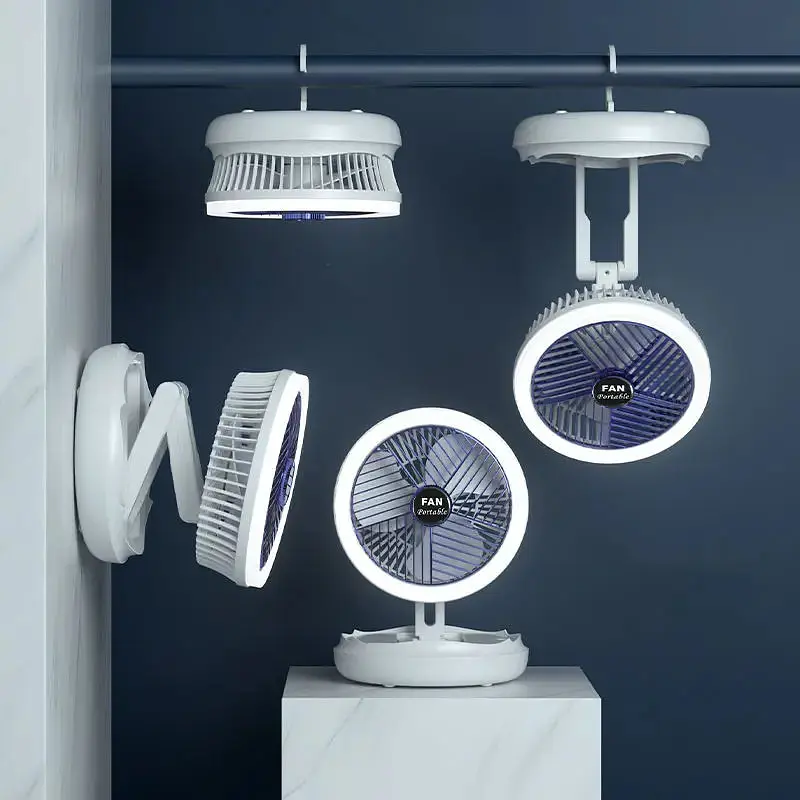 Настільний складний вентилятор Folding Fan 2in1 with Night Light White - фото 3