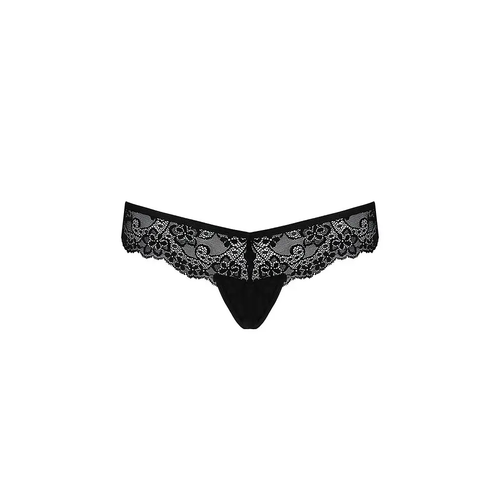 Мереживні трусики з атласним бантиком Naja Thong black XXL/XXXL - Passion Passion SO5366 94700 - фото 3