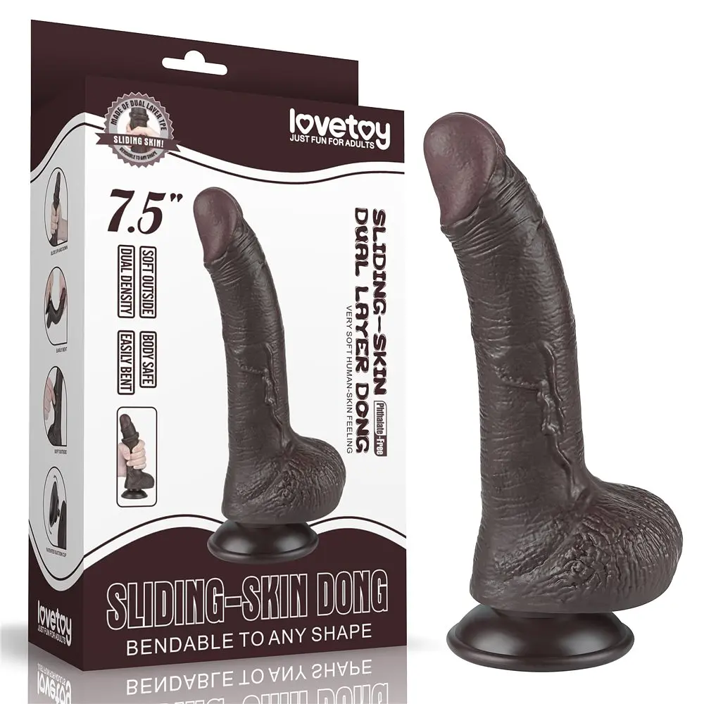 Фаллоимитатор Sliding-Skin Dual Layer Dong 7.5'' 19.5 см черный - фото 13