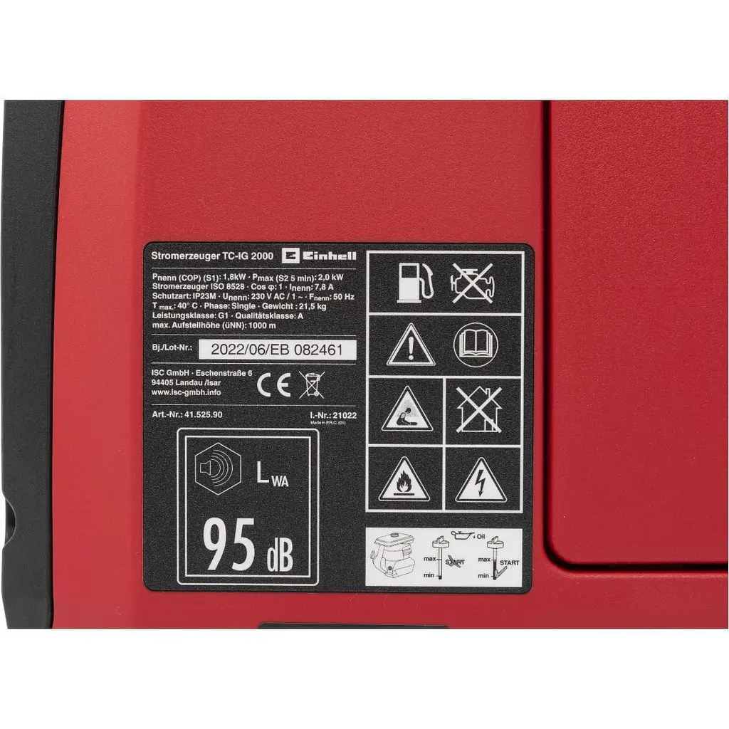 Інверторний бензиновий генератор Einhell TC-IG 2000 (4152590) [158777] - фото 14