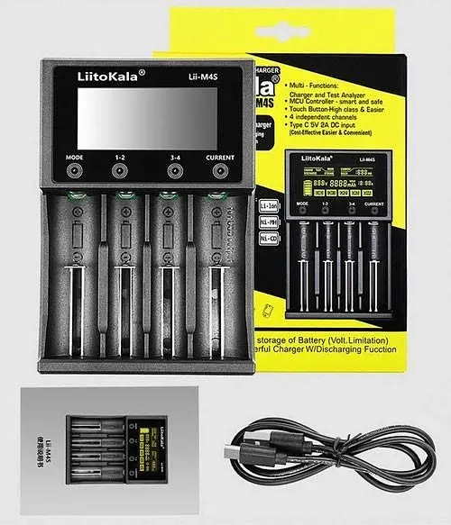 Зарядний пристрій LiitoKala Lii-M4S Li-ion IMR LiFe+NiMH Type-C Чорний (1869544881) - фото 3