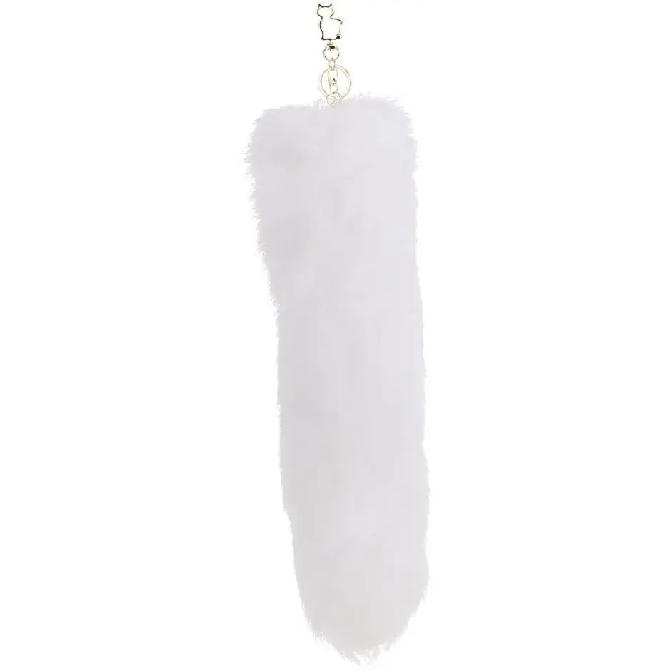 Металева анальна пробка Лисячий хвіст Lockink Sevanda White Fox-Tail Anal Pear-shape Plug - фото 3