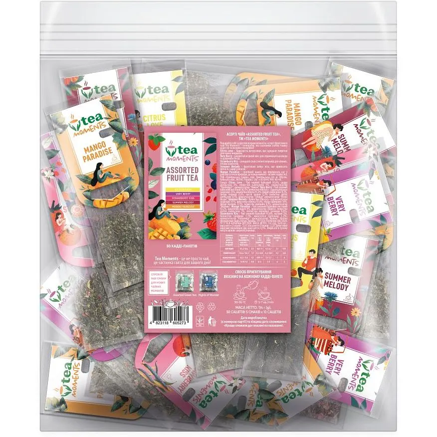 Чай Tea Moments Assorted Fuit Tea 114 г 5 смаків по 10 кадді-пакетів - фото 7