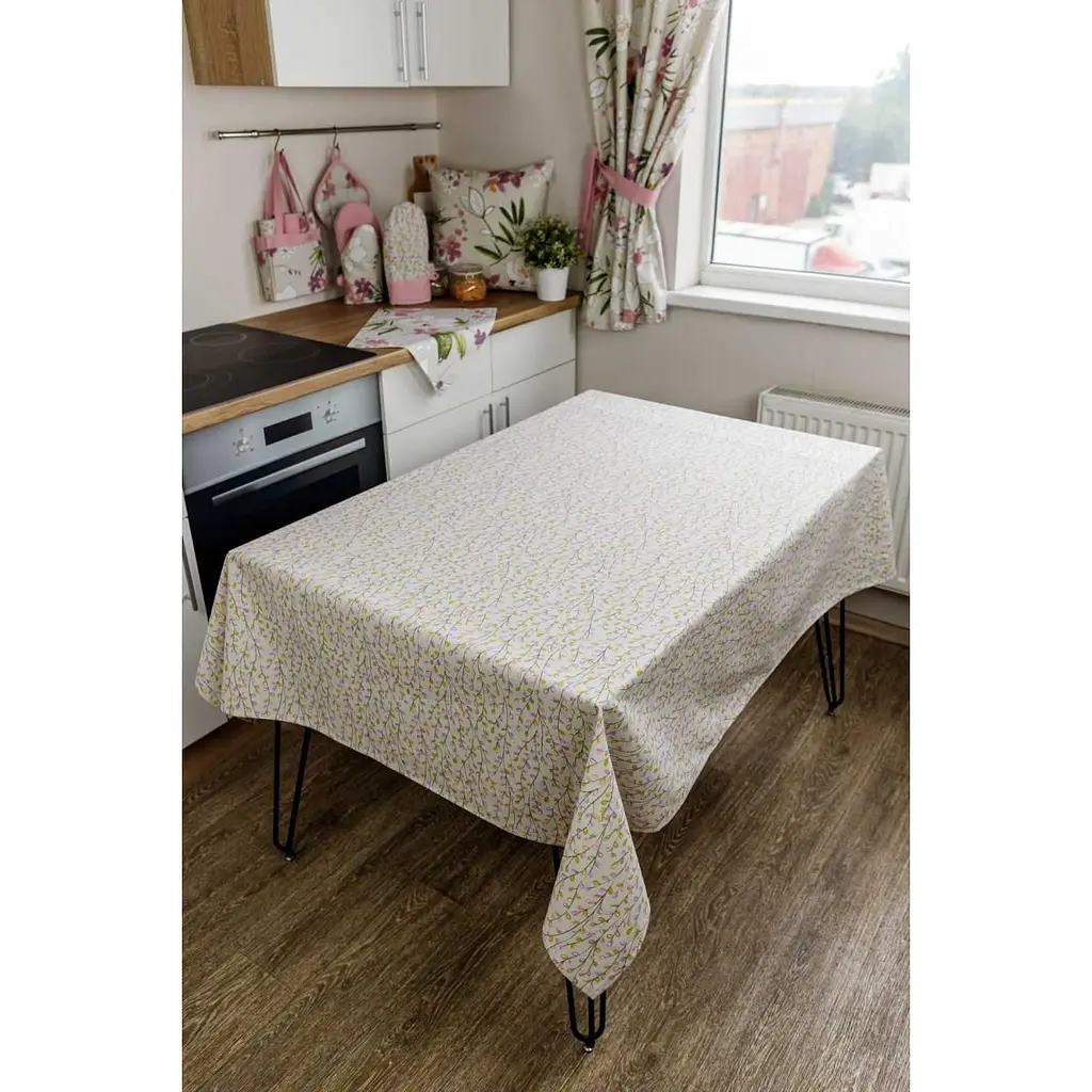 Скатерть Прованс Веточки 136х120 см бежевая (30892) - фото 3