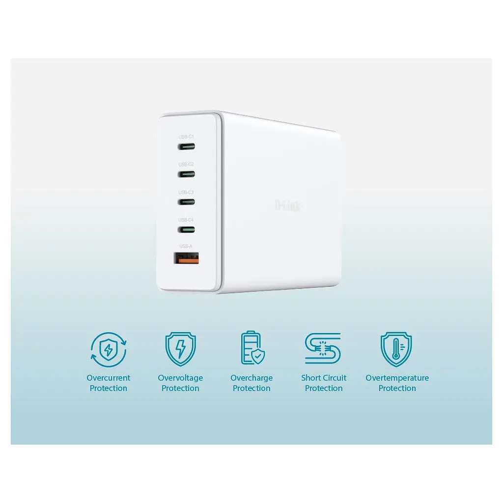 Зарядний пристрій D-Link 4xUSB-C + 1xUSB PD240W GaN white (DCF-241) - фото 9