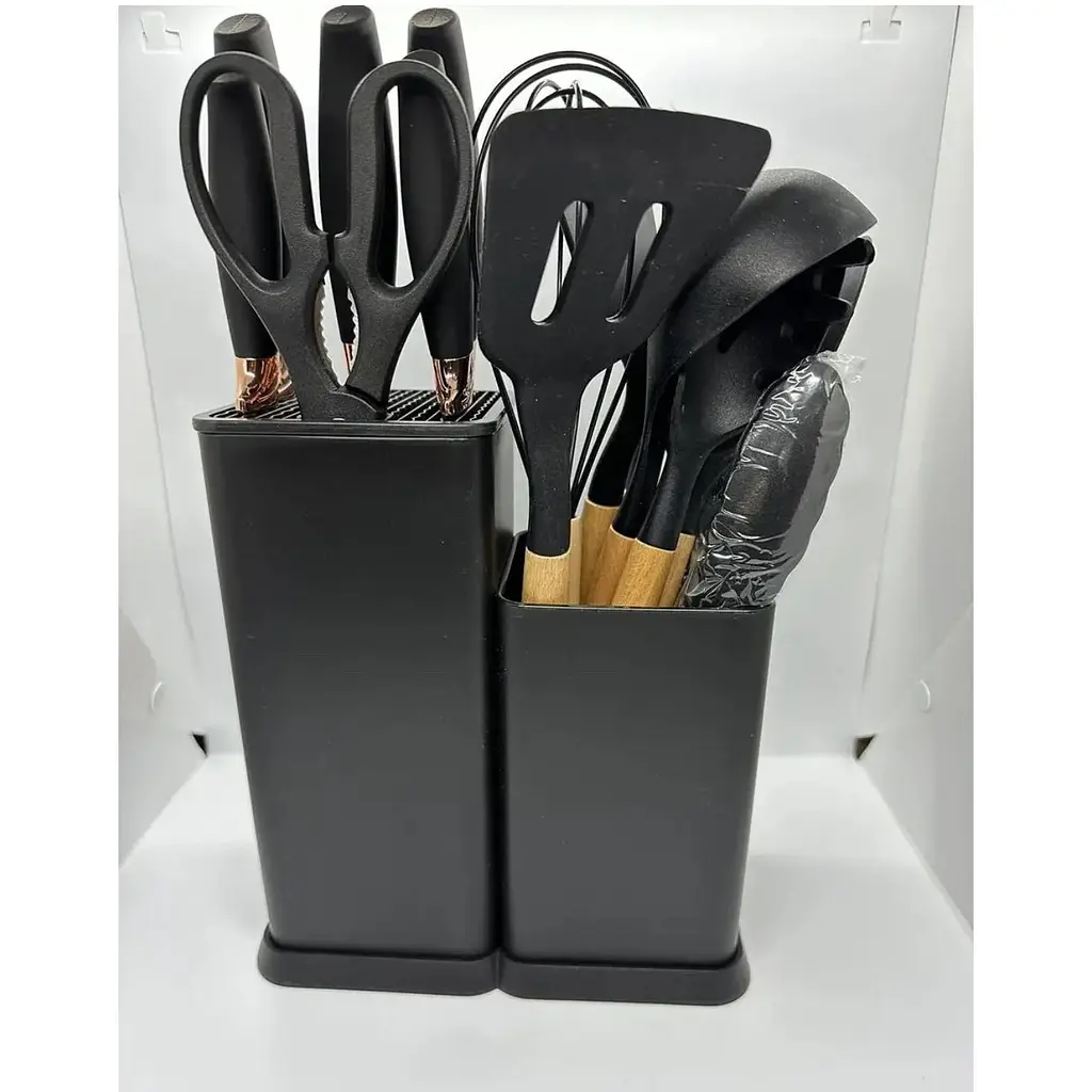 Набір кухонного приладдя Zepline ZP0102 з 19 предметами на підставці чорний (43272ZP0102_1280) - фото 2