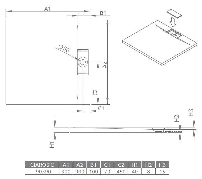 Душевой поддон Radaway Giaros C 90x90 MKGC9090-03 - фото 3