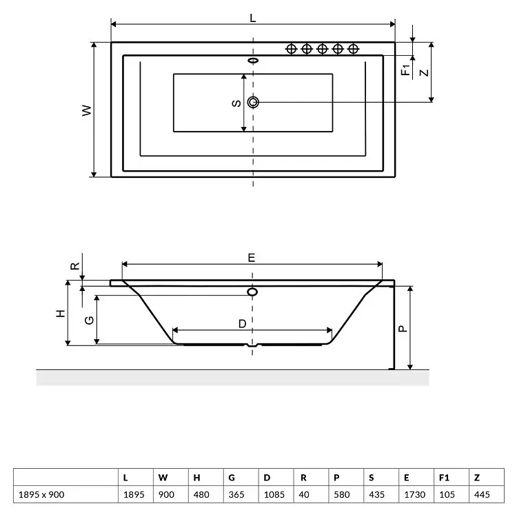 Ванна акриловая Radaway Itea 189,5x90 + ножки (WA1-28-190x090U) - фото 2