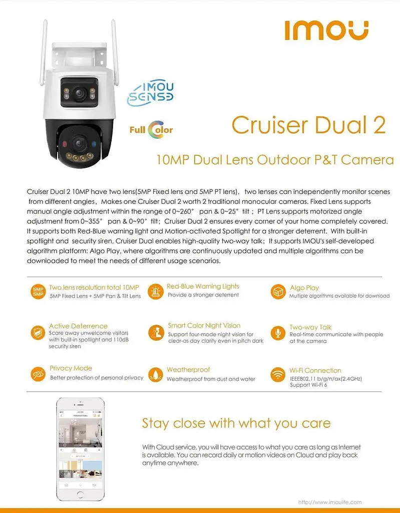 Wi-Fi IP камера IMOU Cruiser Dual 10MP (5+5), камера відеоспостереження - фото 7