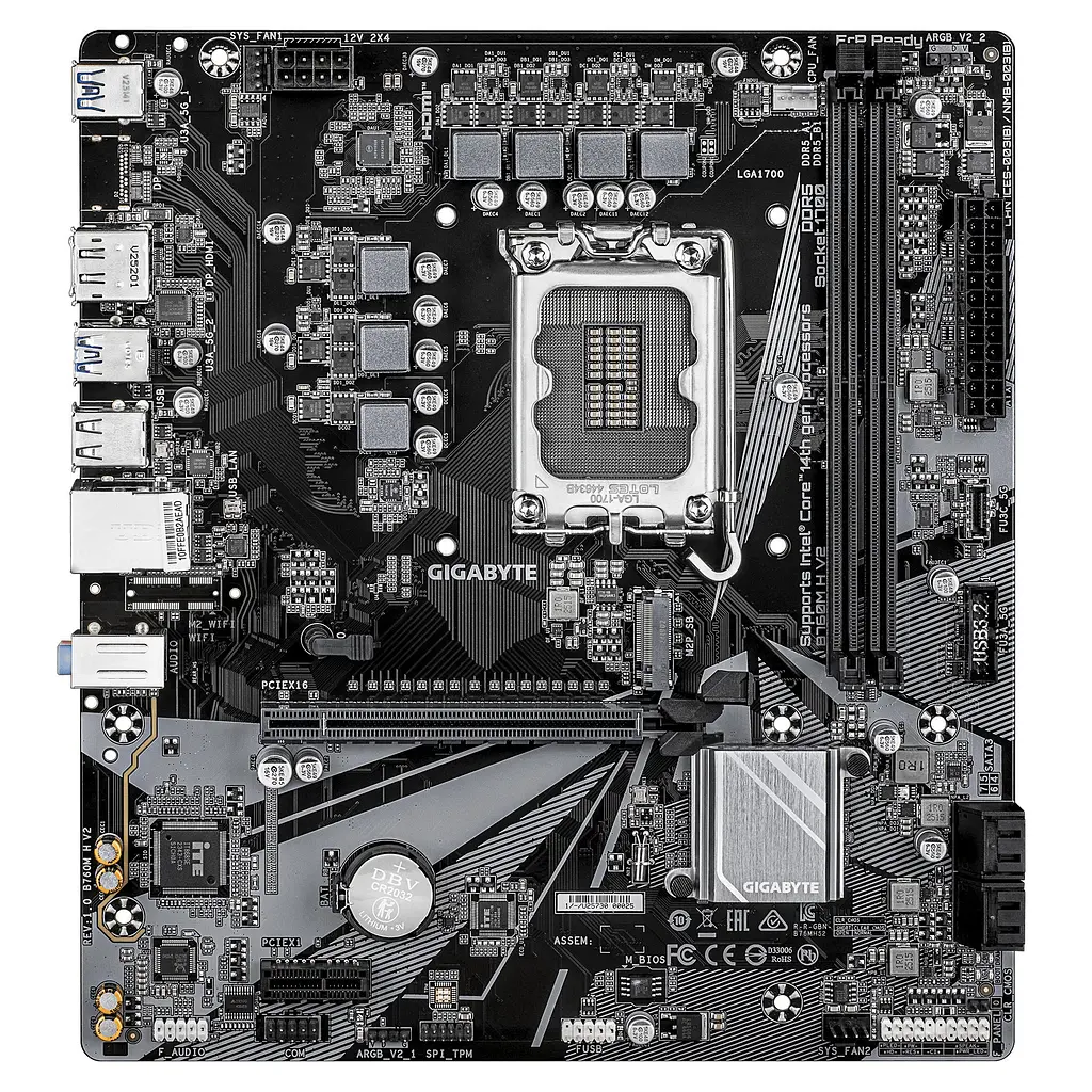 Материнская плата B760M H V2 s1700 B760 2xDDR5 M.2 HDMI DP mATX Gigabyte teh0018963 - фото 2
