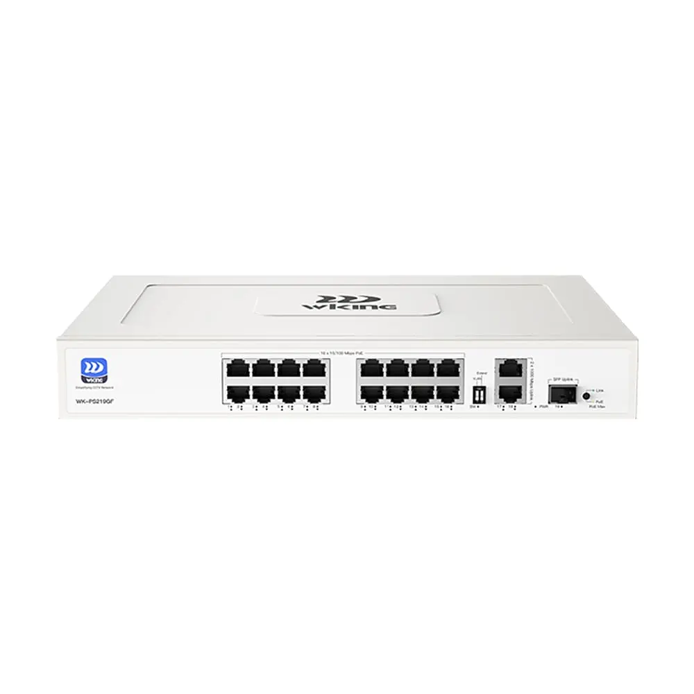 PoE-комутатор 19-портовий некерований Wiking WK-PS219GF, 16x100Mbps PoE, 2x1000Mbps Uplink, 1x1000Mbps SFP, 180W (73-00272) - фото 2