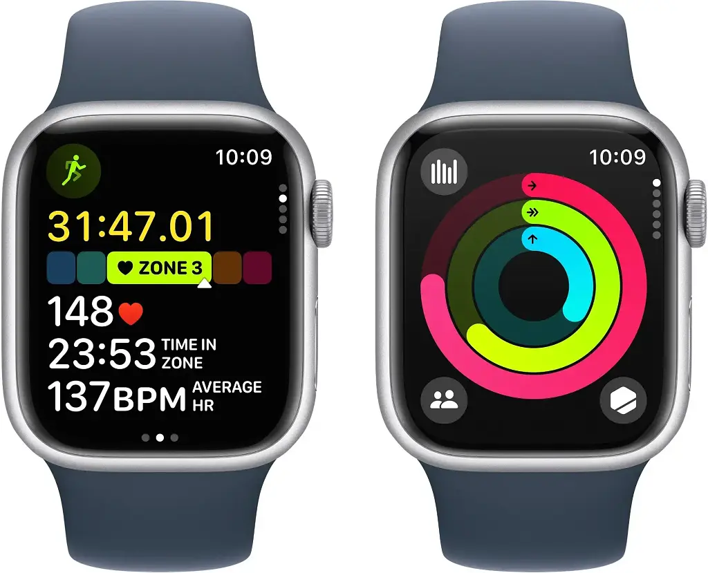 Смарт-часы Apple Watch Series 9 41mm Silver Aluminum Case with Storm Blue Sport Band -M/L (MR913QC/A) - фото 8