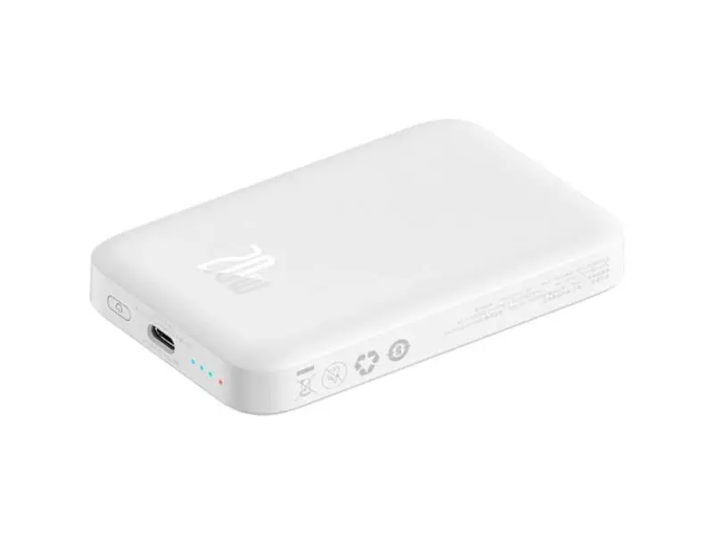 Зовнішній акумулятор (Power Bank) BASEUS Airpow Magnetic 6000mAh White (P10022807213-00) - фото 5