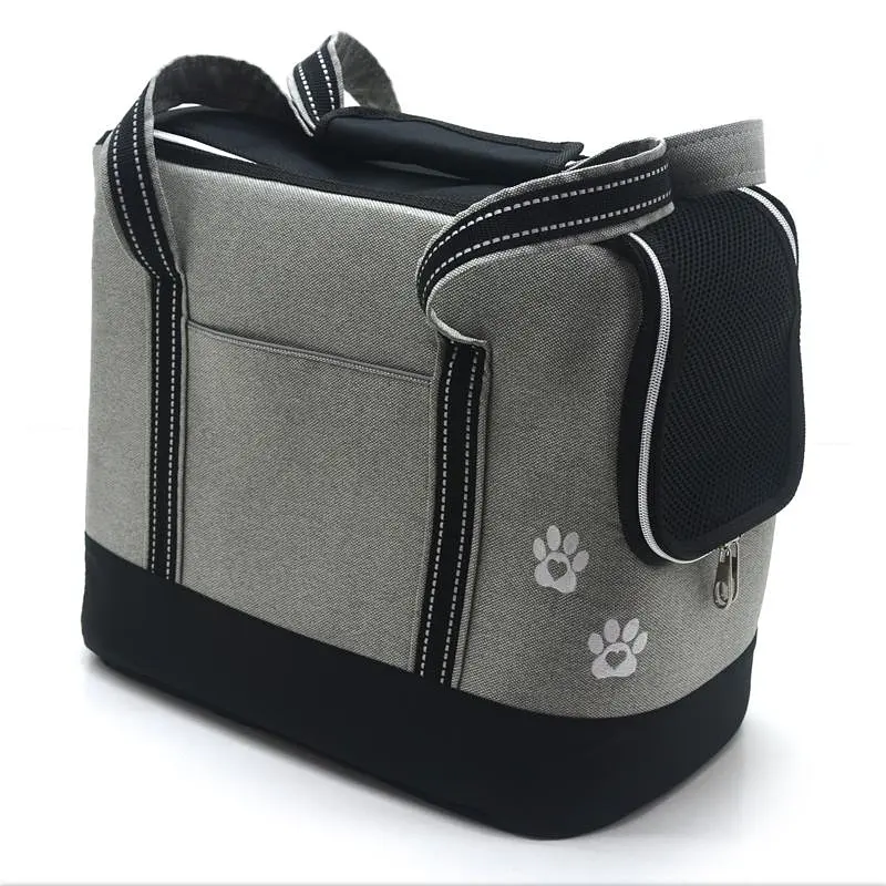 Сумка-переноска для маленьких собак и кошек Zoo-hunt Балу серая №0 23х35х28 см - фото 8