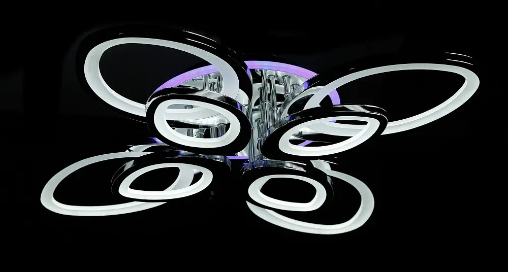 Люстра стельова LED Splendid Ray LK232/4+4+A, 75 см, 8 ламп, пульт, димер, білий метал, акрил, сучасний стиль для дому - фото 2