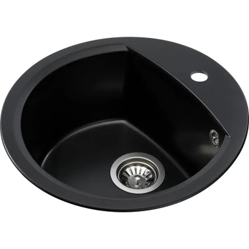 Мийка кухонна GRANADO RONDA black shine з сифоном (470*490mm.) (gr2201) - фото 2