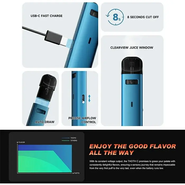 Под-система электронная сигарета Kumiho THOTH G Lite Pod 650mAh 2ml Kit Ocean Blue (18166) - фото 4