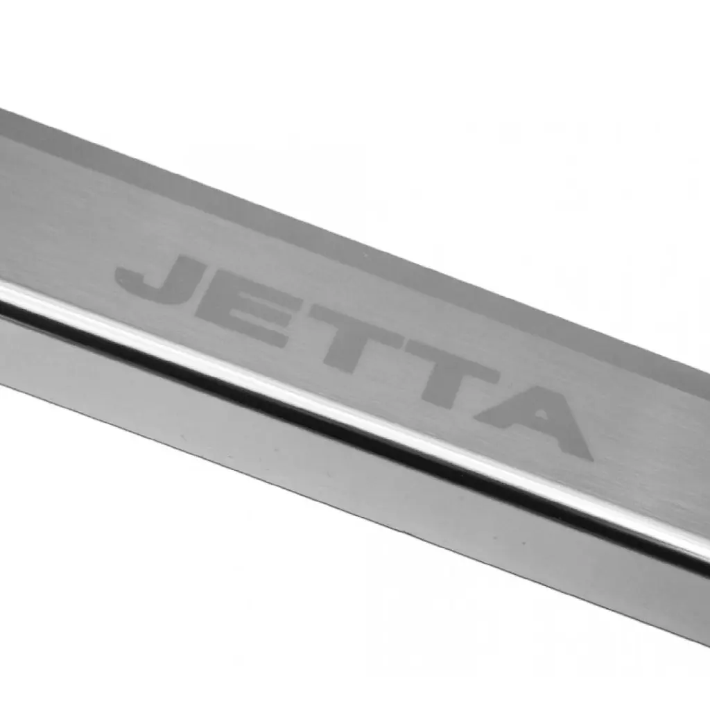Накладки на пороги для Volkswagen Jetta VII (A7) 2018- Нержавіюча сталь із загином та Логотипом 4 шт (Premium P-VW55) - фото 4