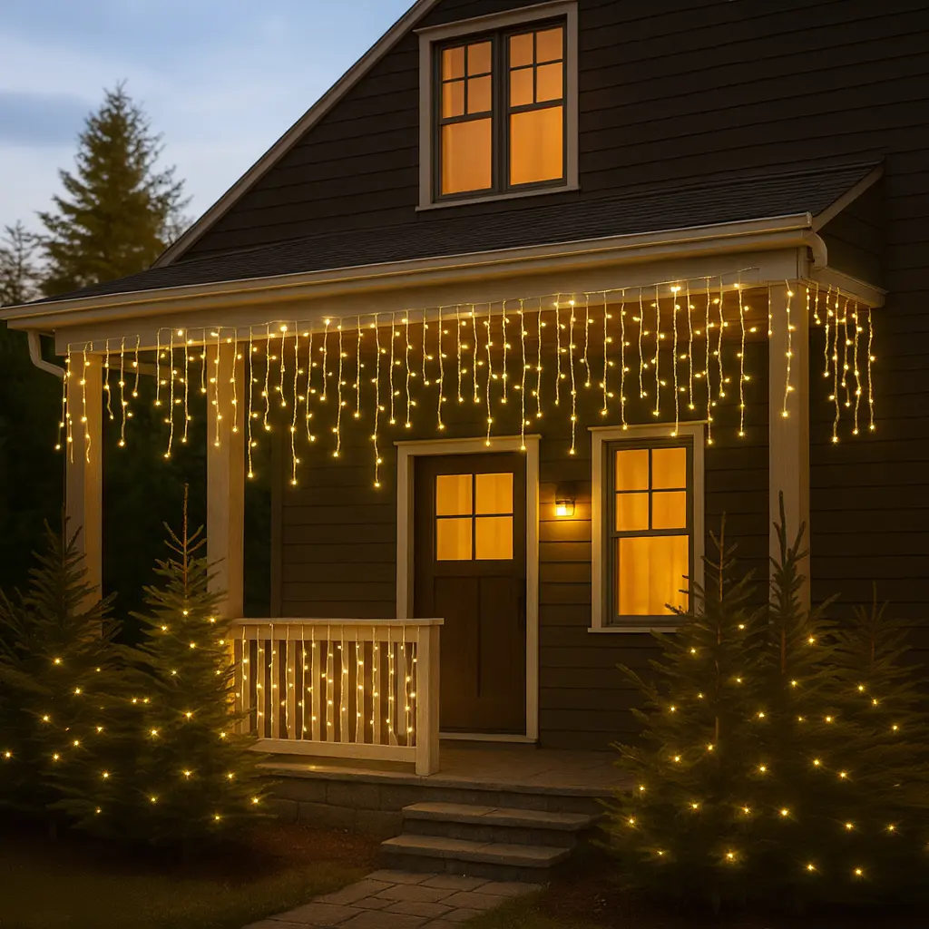 Уличная гирлянда Бахрома GarlandoPro 12 м 200 LED белая проволока Желтая 12MWY - фото 3