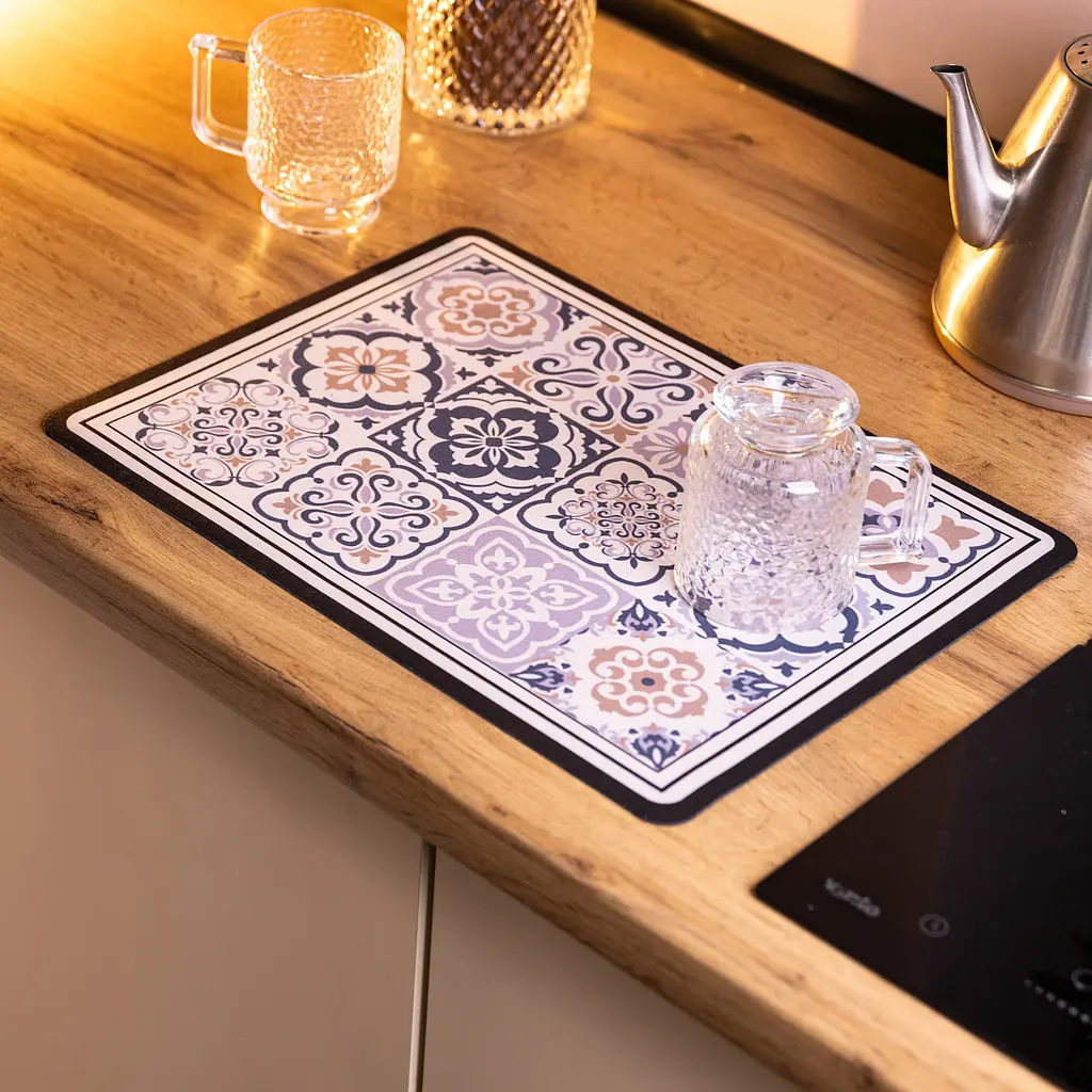 Діатомітовий килимок на кухню для сушіння посуду 30×40 (см) мийний вологопоглинаючий килимок на стільницю для посуду Yiwu HP-42-29 - фото 4