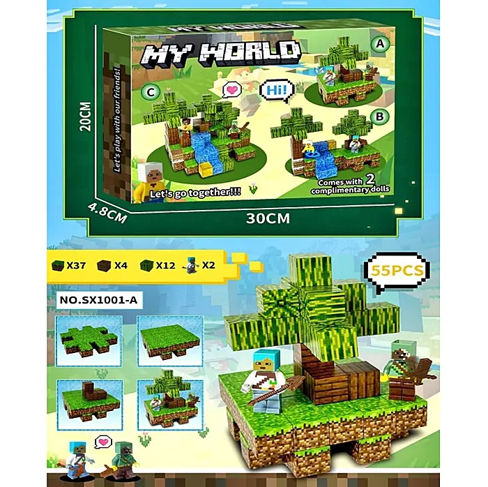 Магнітний конструктор "Minecraft" SX1001-A 55 елементів в коробці (6978272541009) - фото 3
