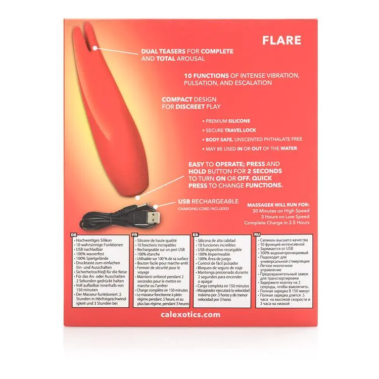 Вибратор для клитора CalExotics Red Hot Flare 11.5 см красный - фото 7