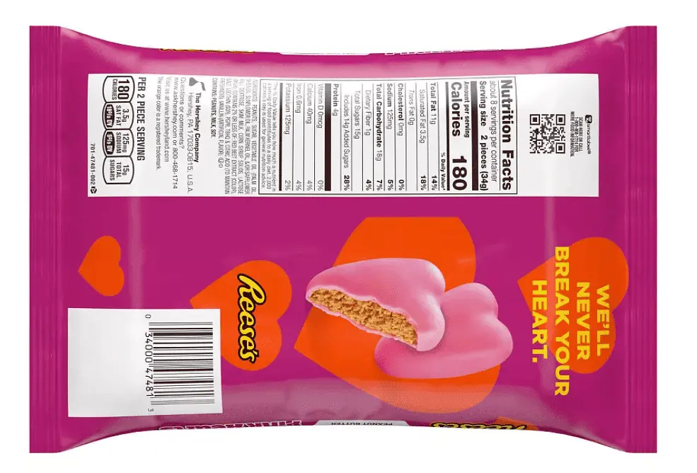 Шоколадні цукерки Reese's Valentine's Day Peanut Butter Pink Hearts Candy 272г - фото 4