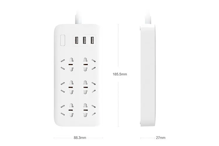 Подовжувач Xiaomi Mi Power Strip (6 розеток + 3 USB-port) фільтр універсальний білий - фото 4