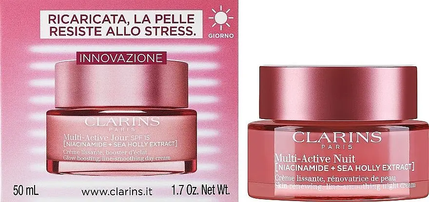 Clarins Нічний крем для обличчя для всіх типів шкіри 50 мл Multi-Active Night Face Cream Niacinamide + Sea Holly Extract - фото 2