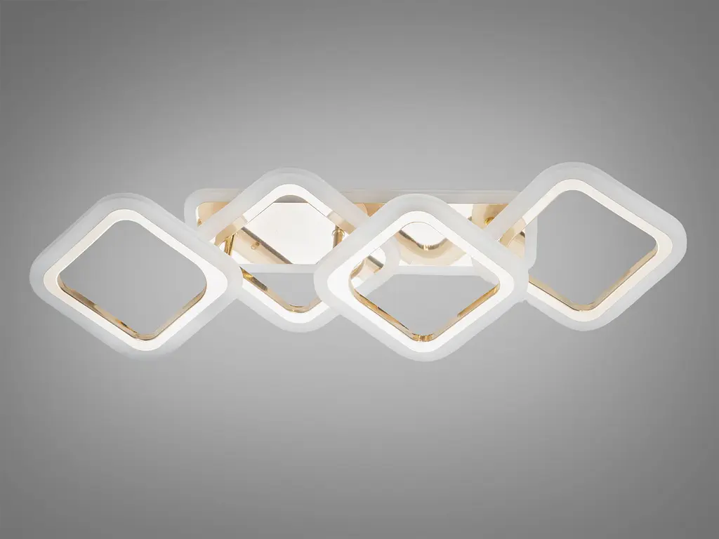 Люстра стельова LED Diasha HA8160/2+2G, 60W, 3200K-6500K, золото, геометричний дизайн для дому - фото 4