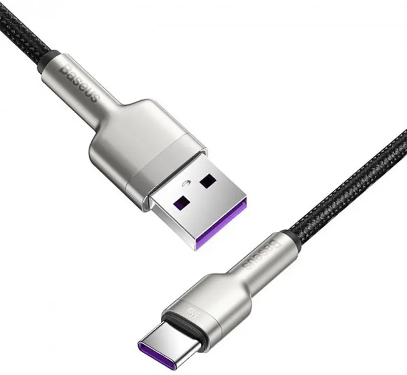 Кабель Baseus Cafule Series Metal Data Cable USB to Type-C 66W 1m Black - фото 3