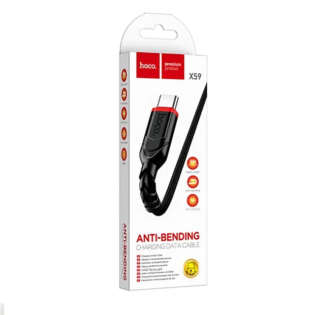 Кабель Hoco X59 Pisces Cable USB to Type-C 2,4A 1m Black - фото 2