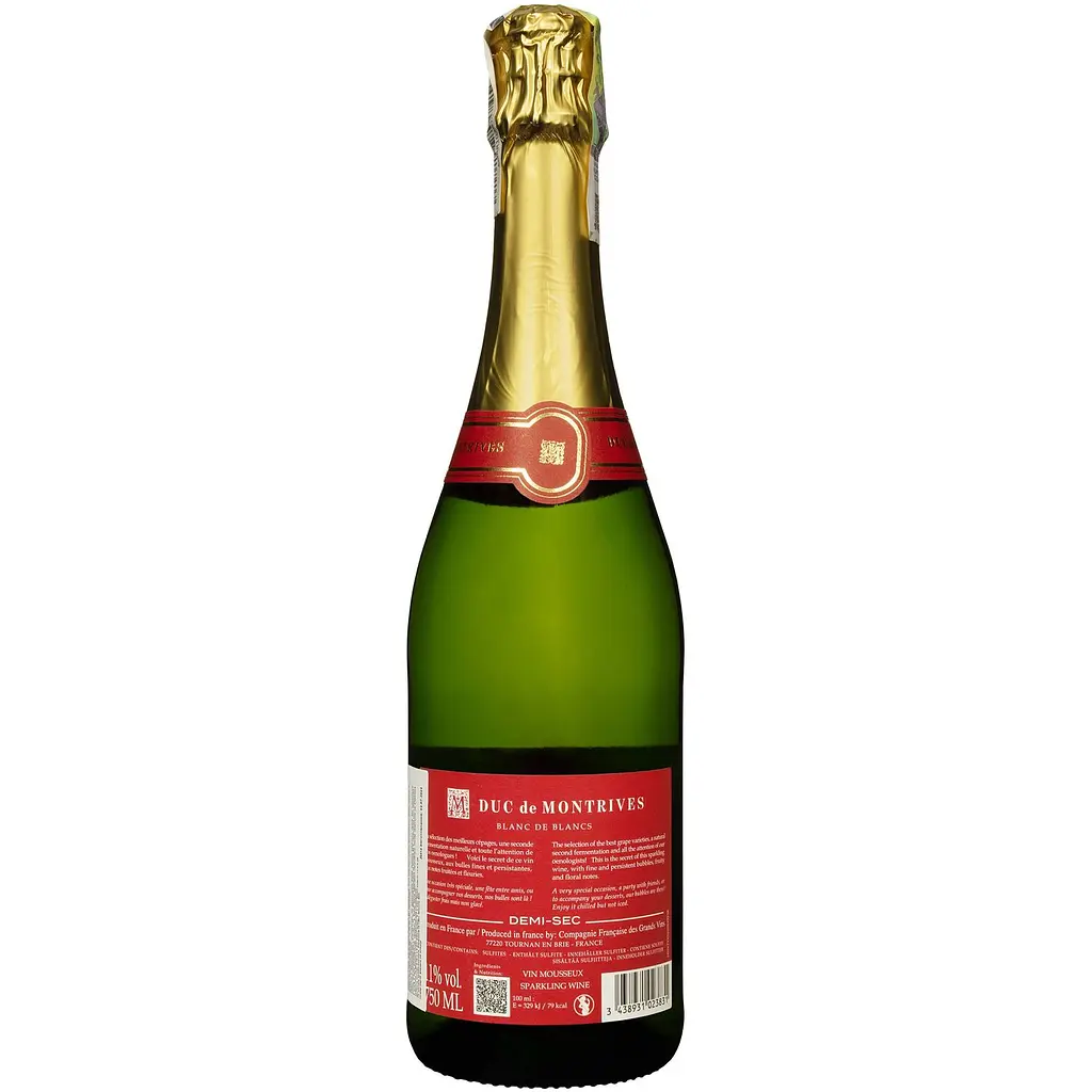 Вино игристое Duc de Montrives Blanc de Blancs Demi-Sec белое полусухое 0.75 л - фото 2
