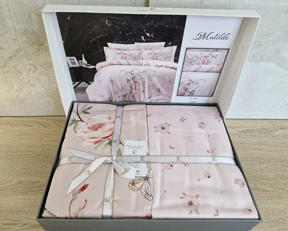 Турецька постільна білизна First Choice Cotton Satin Мatilde powder євро - фото 2