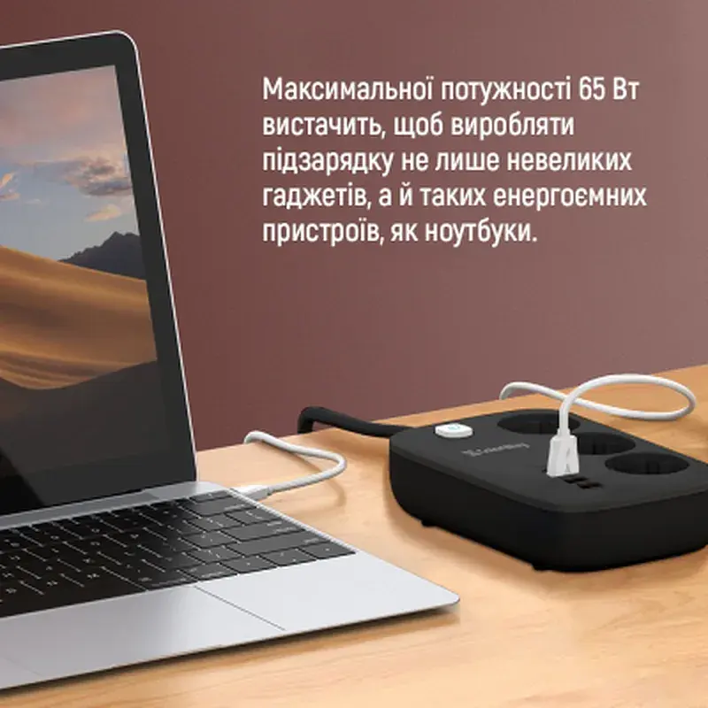 Мережевий фільтр живлення ColorWay CW-CHE34PDB 3 роз/4USB GaN3 Pro (CW-CHE34PDB) - фото 11
