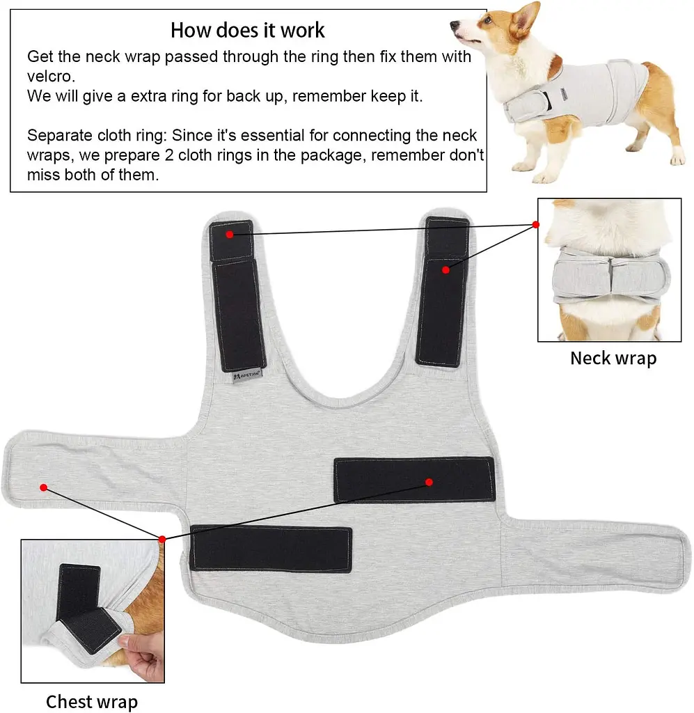 Заспокійливий жилет для собак WanTalk Dog Anxiety Jacket, Light Grey - фото 5