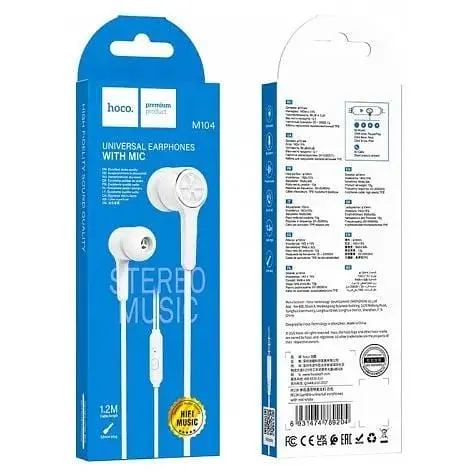 Навушники Hoco Gamble універсальні earphones with mic M104 000009375-up - фото 2
