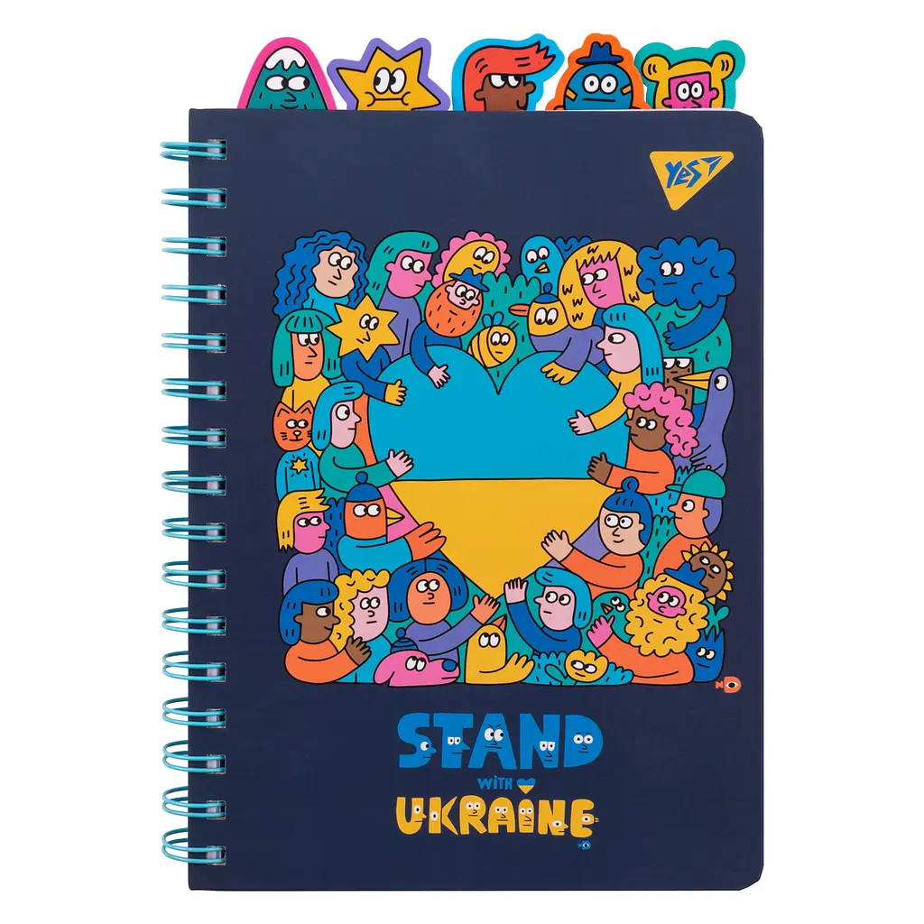 Блокнот Yes А5 96 аркушів на cпіралі із роздільниками Stand with Ukraine клітинка №151838 - фото 5