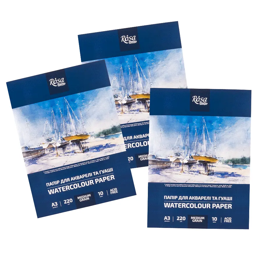 Папка для акварелі Rosa Studio А3 29,7х42см 220г/м2 10л Середнє зерно - фото 2