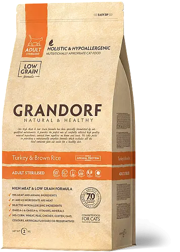 Сухий корм Грандорф Turkey and Brown Rice Adult Sterilized для стерилізованих кішок з індичкою 0,4 кг