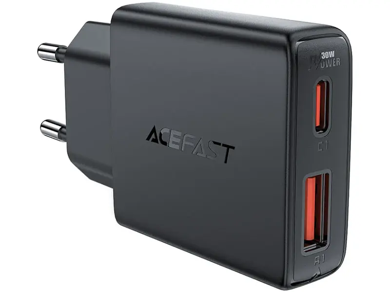 Блок живлення Acefast A69 USB-A+USB-C Black