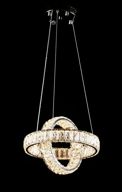Компактна хромована світлодіодна люстра Splendid Ray LD8886/300/2B LED (CH), 30 см з двома кришталевими кільцями - фото 3