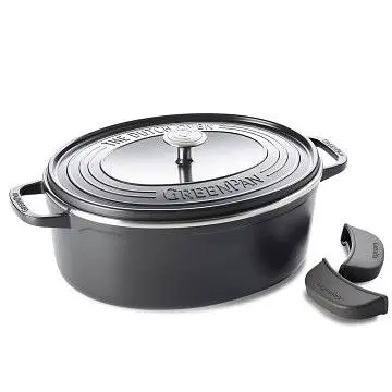 Гусятниця з кришкою GreenPan Featherweights 25 см 6,2 л з керамічним покриттям чорний (CC002222-001)