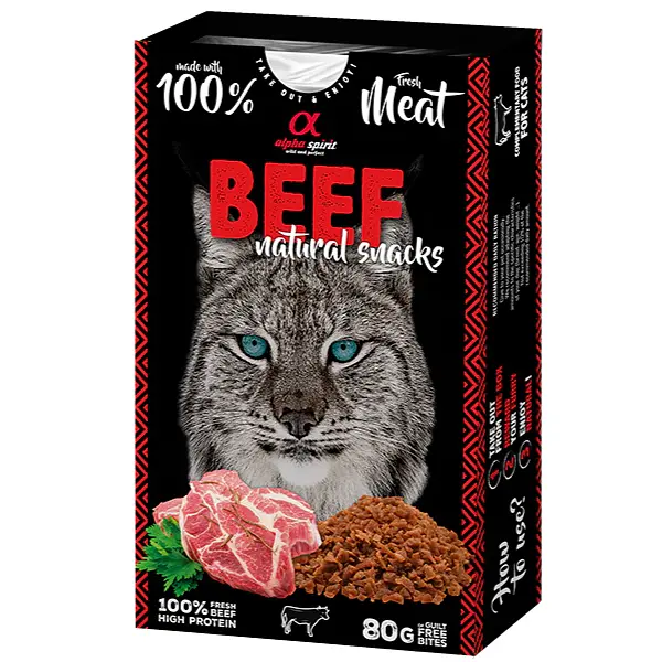 Ласощі для котів Alpha Spirit Cat Natural Snack Beef з яловичиною 80 г ALPHG110000145