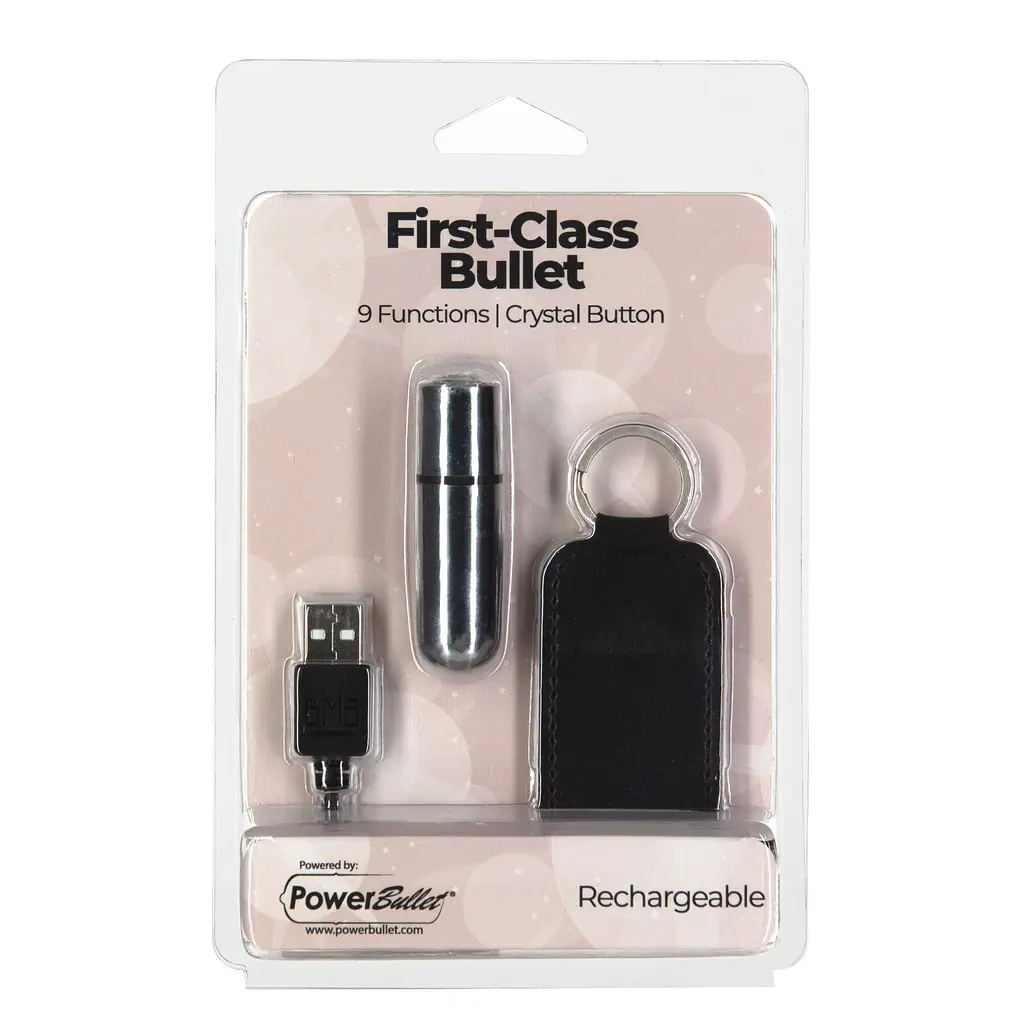 Віброкуля PowerBullet First-Class Bullet 2.5″ with Key Chain Pouch, Silver, 9 режимів вібрації - фото 6
