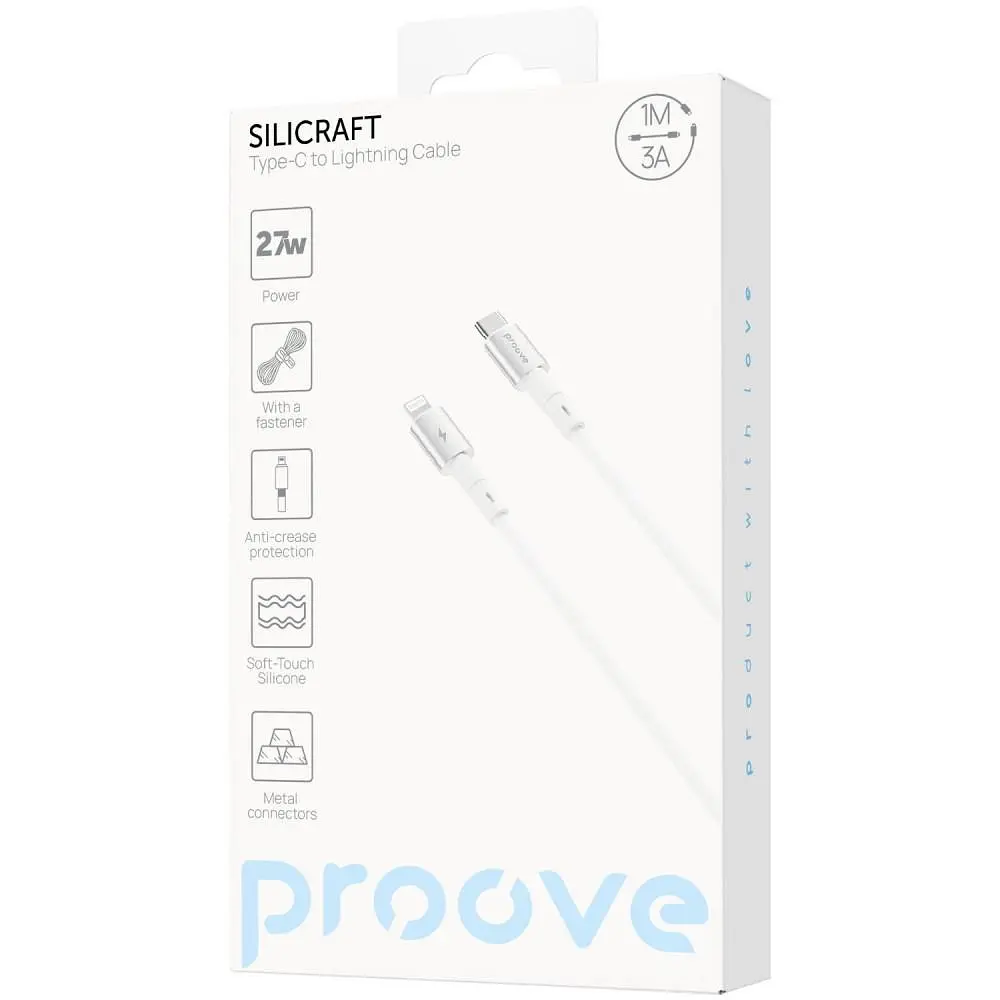 Кабель Proove Silicraft Type-C to Lightning 27W (1m) white (CCSC27002102) - фото 2