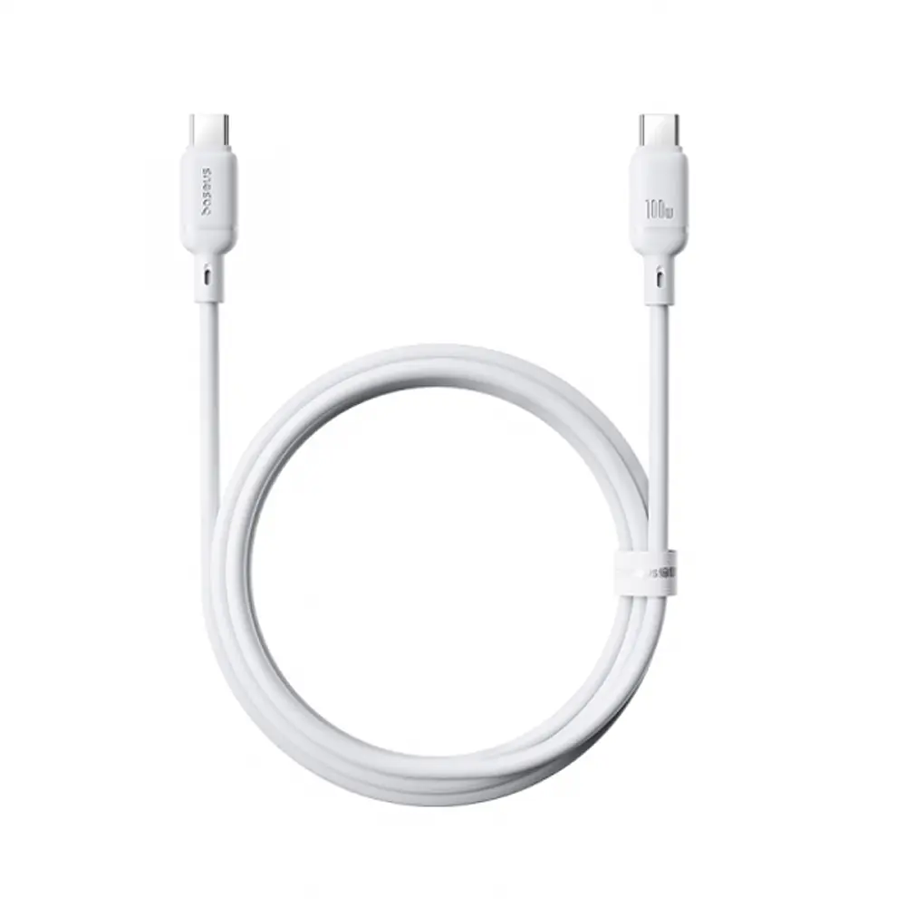 Кабель Baseus Silky Series Fast Charging Cable Type-C to Type-C 100W 1m White - фото 3