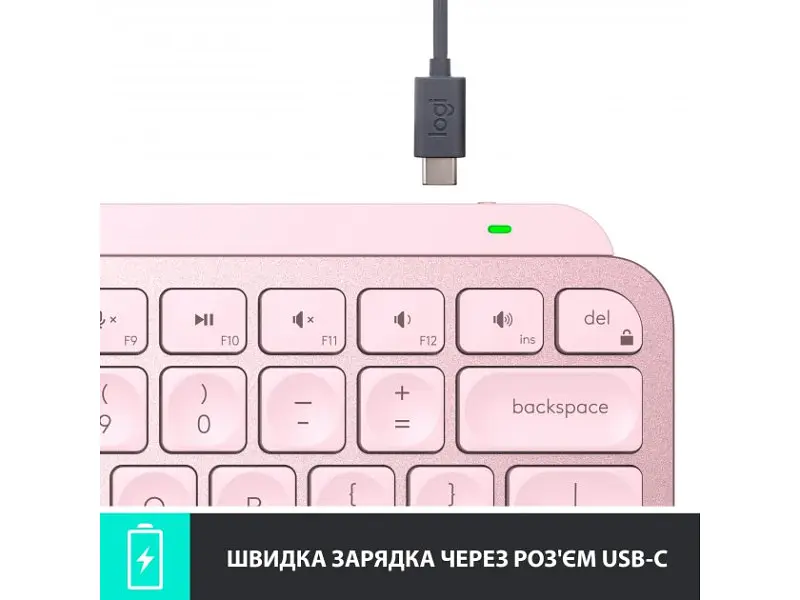 Клавіатура Logitech MX Keys Mini Wireless Illuminated US Rose (920-010500) - фото 5