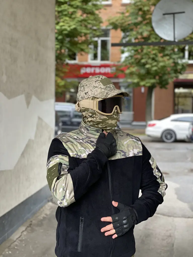 Флісова кофта чоловіча тактична з липучками під шеврони ВСУ мультикам 46 розмір - фото 6