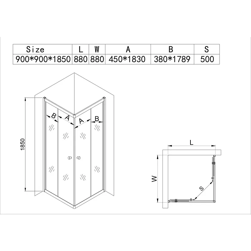 Душова кабіна без піддону Mixxus Cubic SC01-90x90x185-Tr прозоре скло 4мм New chrome MI8366, Хром, прозорий, хром - фото 3